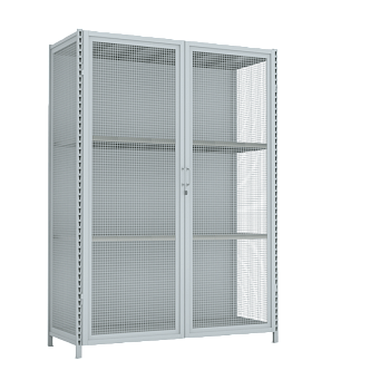 стеллаж 2500x1800x750 стенки сетчатые, двери сетчатые, 4 яруса фото
