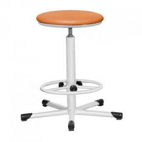 табурет на винтовой опоре оранжевый т02 каркас белый фото