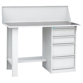 верстак слесарный однотумбовый (тумба с 4 ящиками), с экраном фото