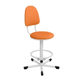 промышленный стул оранжевый кр03 каркас белый фото