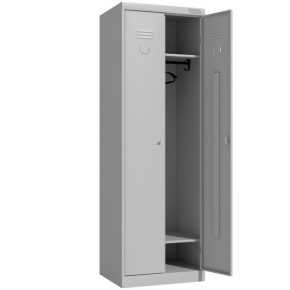 шкаф для раздевалок двустворчатый металлический с полкой под обувь фото