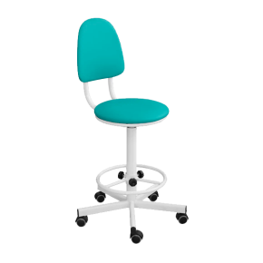 кресло на винтовой опоре зеленое кр02/к каркас белый фото