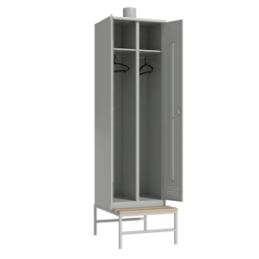 цельносварной шкаф для одежды с вытяжкой на подставке со скамьей фото