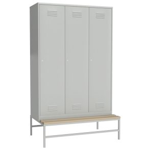 раздевальный шкаф для одежды на подставке со скамьей фото