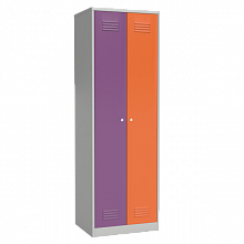 Шкаф раздевальный двухсекционный с цветными дверцами артикул 22733