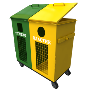 контейнер для раздельного сбора мусора двухсекционный фото