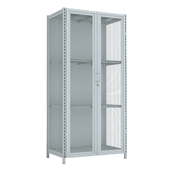 стеллаж 2500x1200x750 стенки сетчатые, двери сетчатые, 4 яруса фото