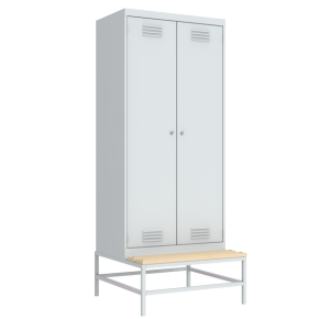 шкаф для одежды на подставке с деревянной скамьей фото