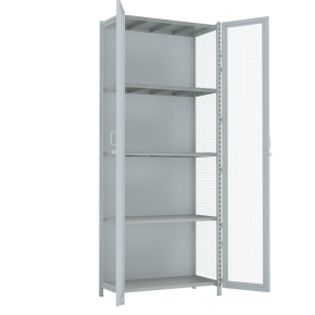 стеллаж 3000x1200x600 стенки сетчатые, двери сетчатые, 5 ярусов фото