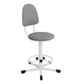 кресло на винтовой опоре светло-серое кр02 каркас белый фото