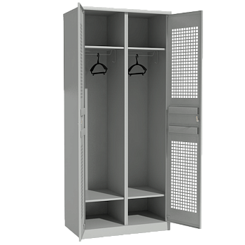 шкаф для раздевалки с перфорированными дверьми и полкой под обувь фото