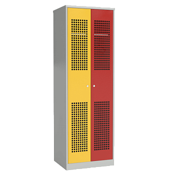 секционный шкаф для раздевалок с цветными перфорированными дверцами фото