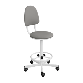 кресло на винтовой опоре светло-серое кр02/к каркас белый фото