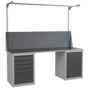 верстак 2000 с экраном с консолями, выдвижной и распашной тумбами фото