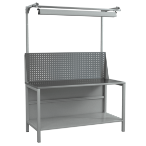 верстак 1500 с экраном, полкой и светодиодным светильником фото