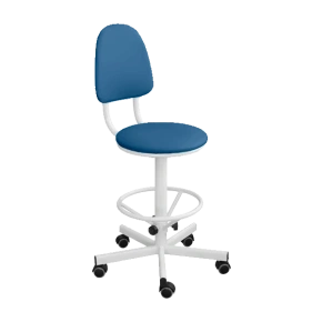 промышленный стул синий кр03/к каркас белый фото