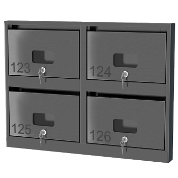 почтовый ящик из нержавеющей стали серии слим 2x2 с окошком фото