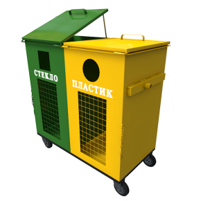 контейнер для раздельного сбора мусора двухсекционный фото