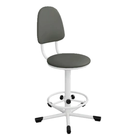 кресло на винтовой опоре серое кр02 каркас белый фото