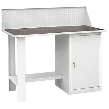 верстак слесарный однотумбовый (тумба с полкой), с экраном фото