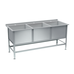 ванна моечная с бортом 3 раковины 870x2000x750 фото