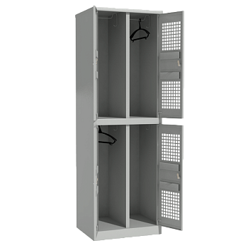 металлический шкаф в раздевалку с перфорированными дверьми фото