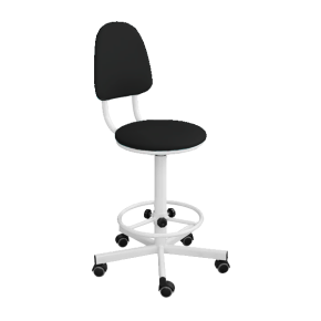 кресло на винтовой опоре черное кр02/к каркас белый фото