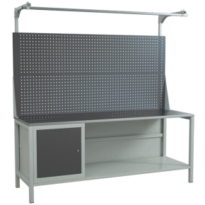 верстак 2000 с двойным экраном и тумбой с распашной дверцей и полкой фото