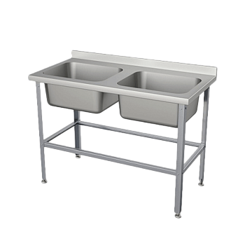 цельнотянутая ванна с бортом 2 мойки 870x1200x600 фото