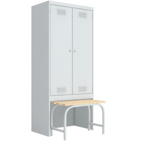 шкаф для одежды двухстворчатый с выдвижной скамьей фото