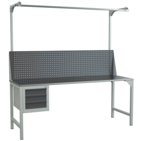 верстак 2000 с экраном с консолями и подвесной тумбой с 3 ящиками фото