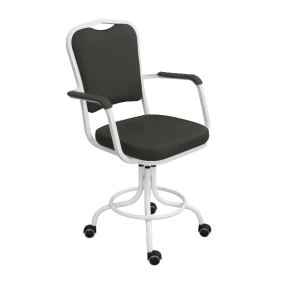 кресло лабораторное на винтовой опоре серое кр02-1 каркас белый фото