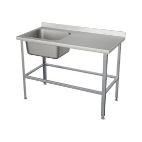 цельнотянутая ванна 1 мойка со столом и бортом 870x1200x600 фото