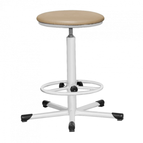 табурет на винтовой опоре кремовый т02 каркас белый фото