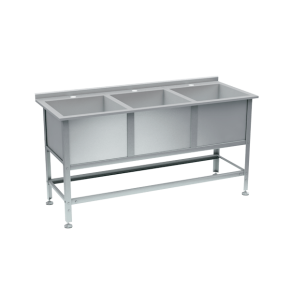 ванна моечная с бортом 3 раковины 870x1790x680 фото