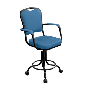 кресло лабораторное на винтовой опоре синее кр02-1 каркас черный фото