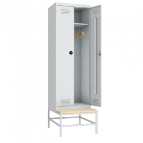 шкаф 2000x600x770 на подставке с деревянной скамьей с электронным замком