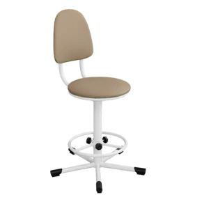 кресло на винтовой опоре кремовое кр02 каркас белый фото