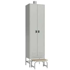 шкаф для одежды рабочего с принудительной вентиляцией, выдвижной скамьей и электронным замком фото