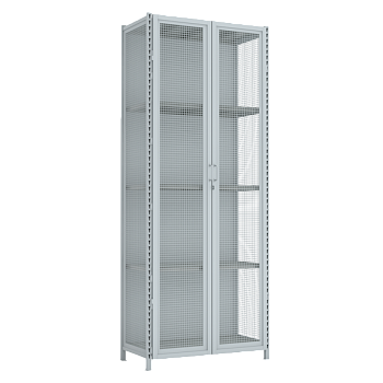 стеллаж 3000x1200x600 стенки сетчатые, двери сетчатые, 5 ярусов фото
