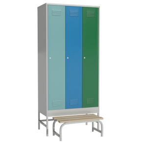 цветной шкаф для раздевалки с выдвижной скамьей фото