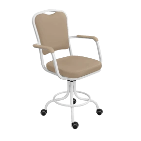 кресло лабораторное на винтовой опоре кремовое кр02-1 каркас белый фото