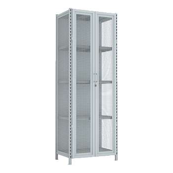 стеллаж 2500x900x600 стенки сетчатые, двери сетчатые, 5 ярусов фото