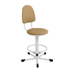 кресло на винтовой опоре бежевое кр02 каркас белый фото