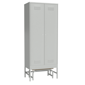 шкаф для раздевалок двухсекционный с выдвижной скамьей фото