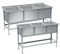 Ванны моечные трехсекционные из нержавеющей стали